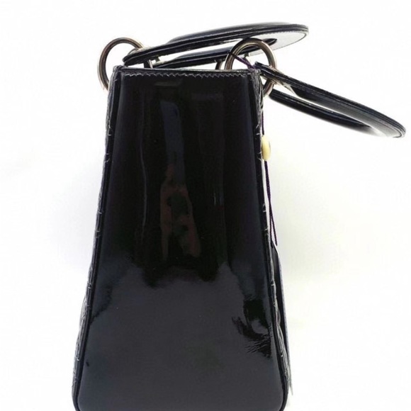 Medium lady Dior in black patent with good condition - Picture 3 of 11